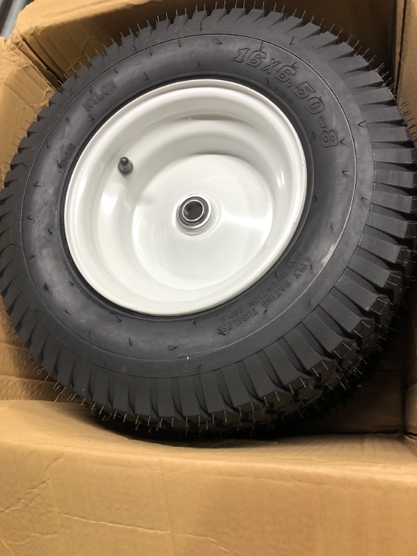 Photo 4 of 16x6.50-8" Lawn Mower Tires and Wheel 3/4" Iron Bushing Wheelbarrow Tires 4 Ply with 661lbs Load Capacity Wheel Barrow Wheels and Tires for Craftsman Mower, Garden Lawn Tractors (2 Pack)