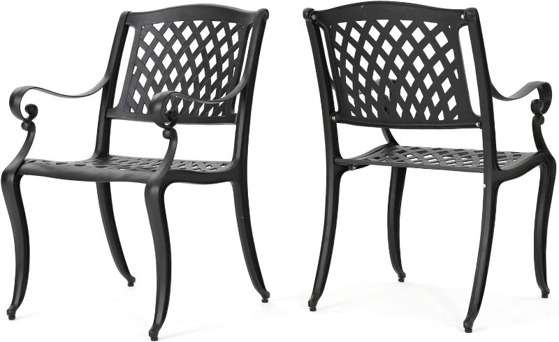 Photo 1 of  Outdoor Cast Aluminum Chairs, 2-Pcs Set, Antique Matte Black