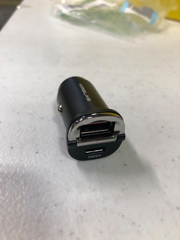 Photo 2 of 125W USB C Car Charger Adapter, PD65W & QC60W Fast Car Charger, [Mini & Pull Ring Design] MRGLAS Dual Port Metal Type C Cigarette Lighter USB Charger for iPhone 14 13 Pro Max iPad S23 S22 S20 MacBook