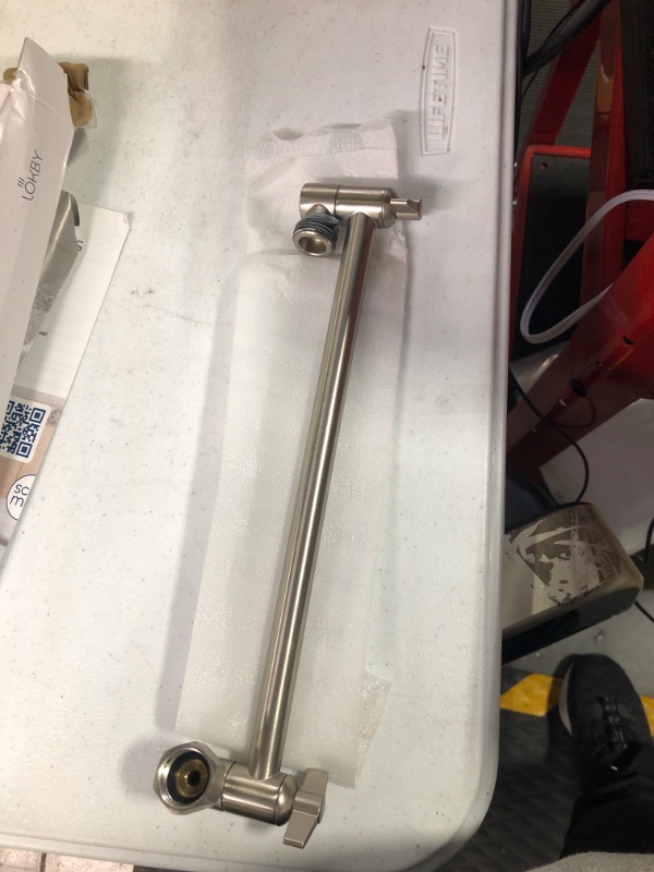 Photo 1 of 11'' Shower Head Extension Arm by LOKBY - Anti-Leakage Shower Extension Arm - Adjustable Shower Arm Fits Any Rain or Handheld Shower Heads - Shower Head Extension Pipe - Rust Proof Materials - Nickel Brushed Nickel