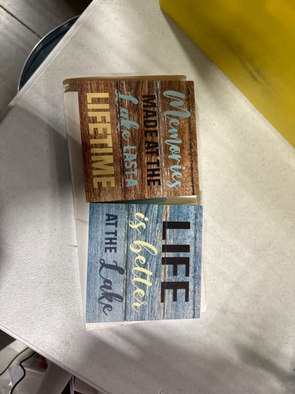 Photo 2 of 2 Pcs Summer Lake House Decor Memories at The Lake Life Is Better at The Lake Box Sign Wooden Motivational Decor Rustic Lake Cabin Home Wall Decor Primitive Country Lake Sign Farmhouse Kitchen Decor