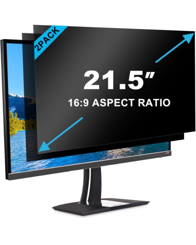 Photo 1 of 2 Pack 21.5 inch Computer Privacy Screen Filter for 16:9 Aspect Ratio Widescreen Monitor - Blue Light Filter - Anti-Glare & Anti-Scratch Protector Film