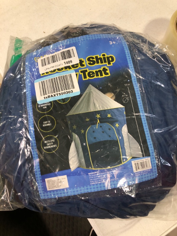 Photo 1 of FoxPrint Rocket Ship Tent - Space Themed Pretend Play Tent - Space Play House - Spaceship Tent For Kids - Foldable Pop Up Star Play Tent Blue