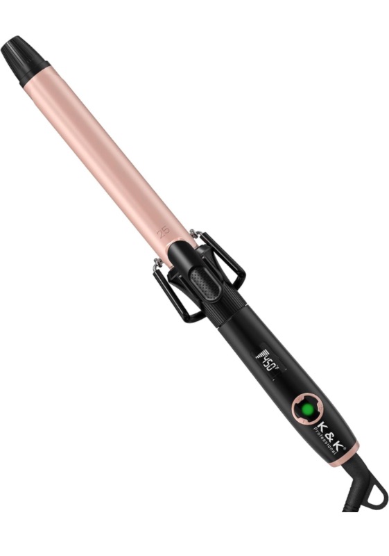 Photo 1 of 1 Inch Curling Iron with Clipped Tourmaline Ceramic Barrel Professional 1 Inch Hair Curler up to 450°F Dual Voltage for Traveling 60 Mins Auto Off Suit for Different (Rose Gold, 1 Inch)