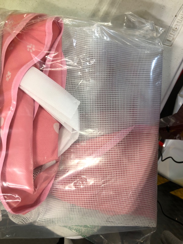 Photo 2 of Dog Playpen Mesh Top Cover for 36" Inch Pet Playpen with 4 Panels, Dog Crate Cover Pet Tent Puppy Play Pen Cover, Ideal for Indoor/Outdoor Use, Velcro Connections. Note: Playpen Not Included!!! (Pink) Cover - Fits 4 Panel Playpen Pink