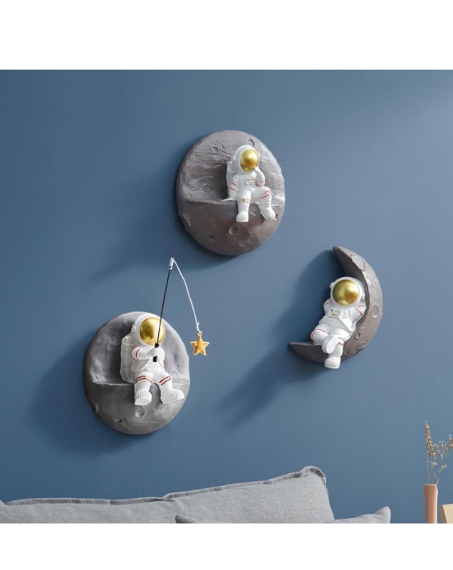 Photo 1 of 3D Astronaut Wall Decor: Spaceman Statue for Modern Home Decor Outer Space Theme Nursery Wall Decorations Unique Cute Hanging Sculpture for Bedroom Ideal Gift for Kids