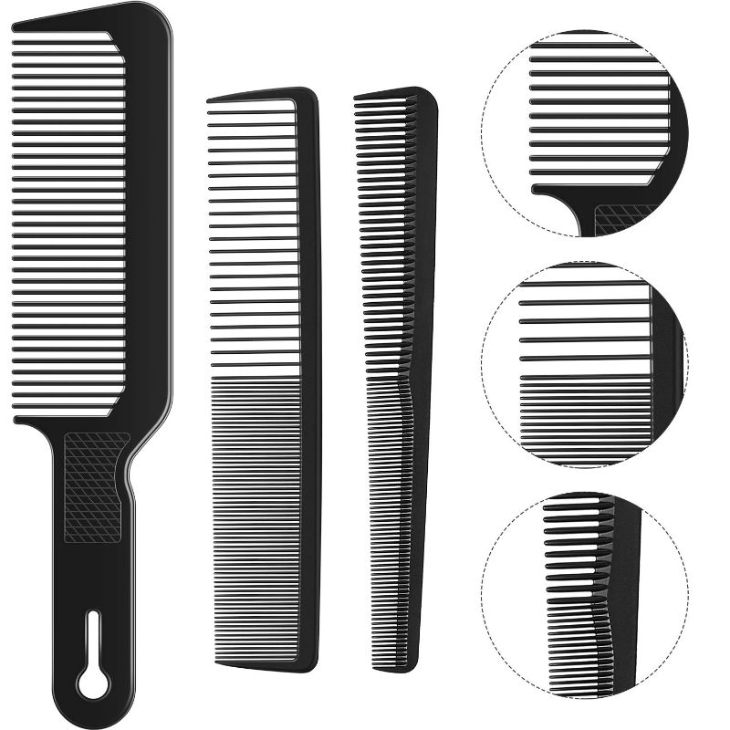 Photo 1 of 3 Pieces Men Barber Comb Set Taper Hair Cutting Flat top Clipper Flattop Barberology Comb Heat-Resistant Fiber Comb for Men Women