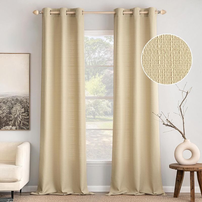 Photo 1 of 
MIULEE Light Beige Faux Linen Textured Curtains 84 Inch Length 2 Panels Set for Living Room Bedroom Privacy Casual Weave Farmhouse Burlap Semi Sheer Grommet...
