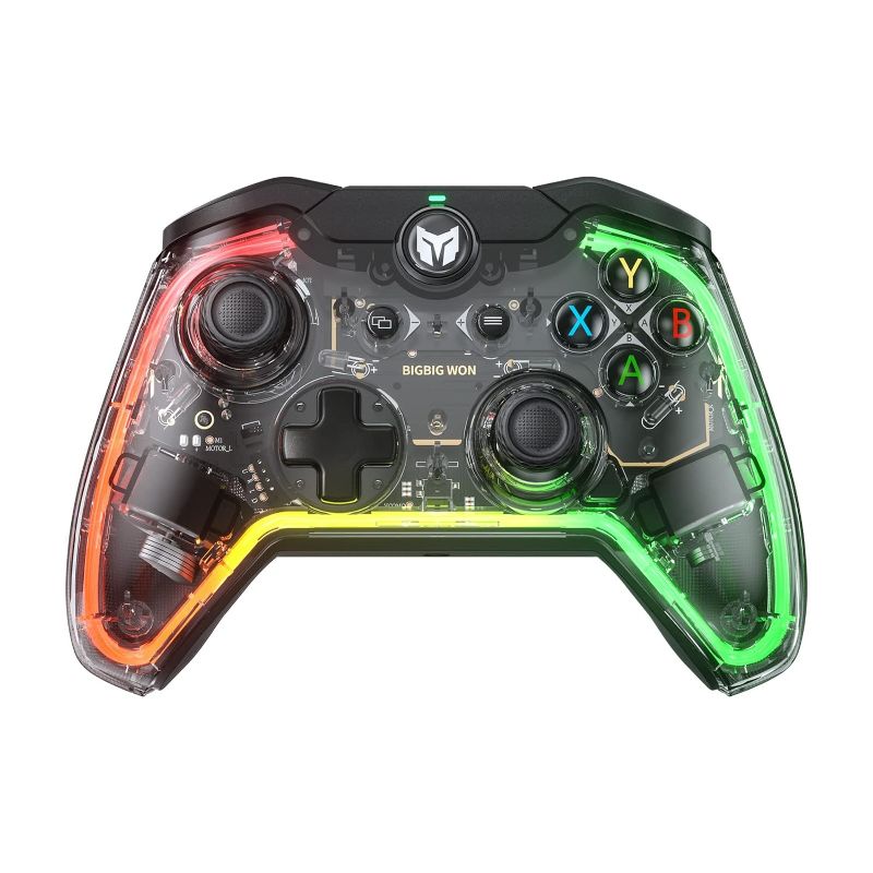 Photo 1 of BIGBIG WON Wired Controller, Rainbow Lite PC Controllers for Gaming RGB Light, Custom Buttons, Macro, Turbo, Dual Shock Controller for Switch/Win10&11 PC Game Controller