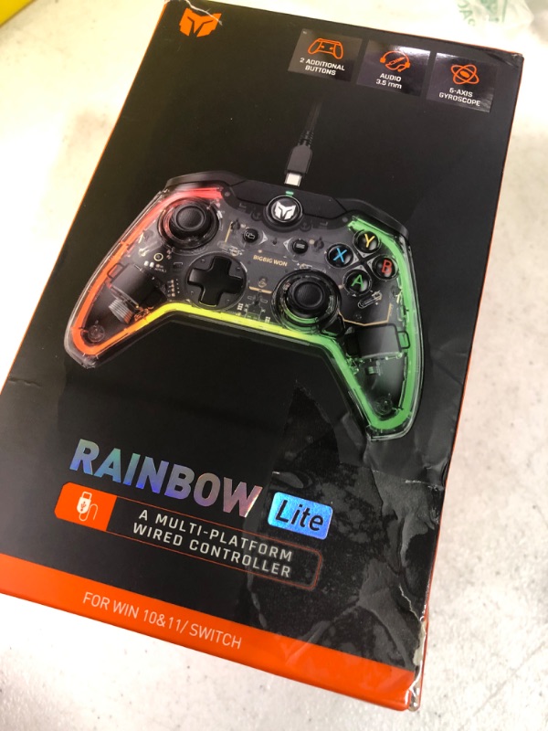 Photo 2 of BIGBIG WON Wired Controller, Rainbow Lite PC Controllers for Gaming RGB Light, Custom Buttons, Macro, Turbo, Dual Shock Controller for Switch/Win10&11 PC Game Controller