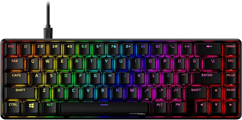 Photo 1 of HyperX Alloy Origins 65 Full Size Mechanical Gaming Keyboard RGB Red Switch Linear Anti-Ghosting N-Key Rollover Detachable USB-C for PC Xbox PS4, PS5 NGENUITY Double Shot PBT Keycaps
