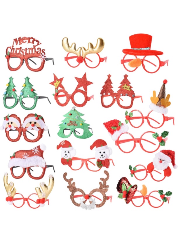 Photo 1 of 16 PCS Holiday Glasses,Cute Christmas Glasses Frames,Great Fun and Festive for for Christmas Party Favors Holiday Favors Christmas photos boothI’m 