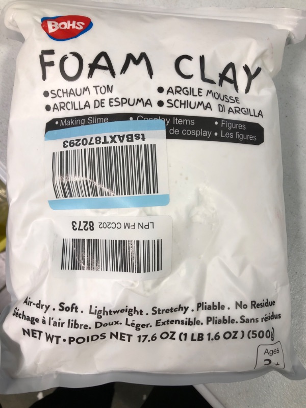 Photo 2 of BOHS White Modeling Foam Clay - Squishy,Soft, Air Dry -for School Project,Cosplay,Fake Bake, Slime Supplies-1.1 Lbs/ 500 Grams