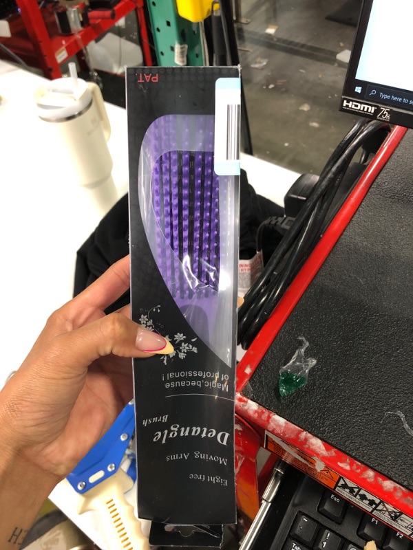 Photo 2 of BESTOOL Detangling Brush for Natural Hair, Detangler for 3/4abc Curly, Coily, Kinky Hair, Detangle Wet/Dry Easily with No Pain (Purple)
