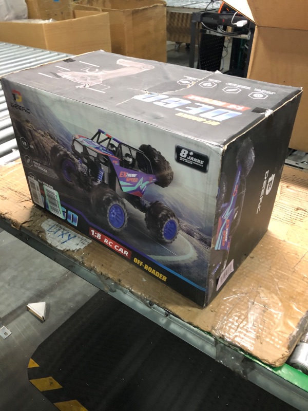 Photo 2 of DEERC DE60 Large 1:8 Scale Upgraded RC Cars Remote Control Car for Adults Boys,Off Road Monster Truck with Realistic Sound,2.4Ghz 4WD Rock Crawler Toy All Terrain Climbing,2 Batteries for 80 Min Play Classic Blue