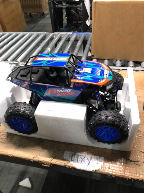 Photo 3 of DEERC DE60 Large 1:8 Scale Upgraded RC Cars Remote Control Car for Adults Boys,Off Road Monster Truck with Realistic Sound,2.4Ghz 4WD Rock Crawler Toy All Terrain Climbing,2 Batteries for 80 Min Play Classic Blue