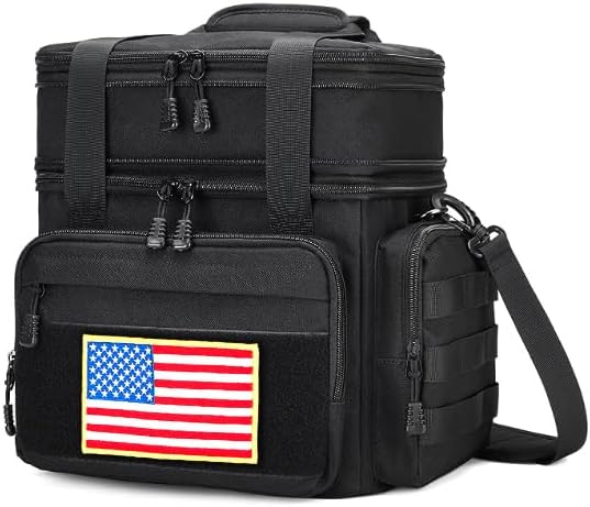 Photo 1 of Expandable Tactical Lunch Box for Adults, Durable Insulated Lunch Bag with Shoulder Strap, Large Lunch Pail for Work Office Camping Travel 15L (Black)