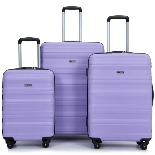 Photo 1 of **ONE LUGGAGE MISSING WHEEL** Luggage Expandable Lightweight Suitcase ABS 3 Piece Set with Hooks and TSA Lock Spinner 20in24in28in Purple used