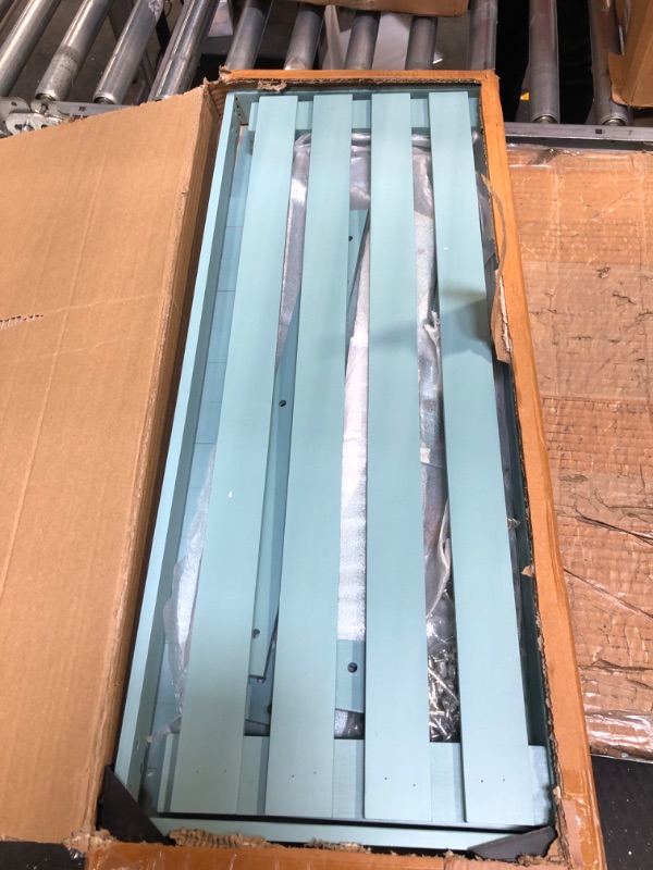 Photo 1 of Apicizon Bamboo Shoe Rack for Entryway, 3-Tier Shoe Rack Bench for Front Indoor Entrance, Small Shoe Organizer with Storage, Blue Sea Foam Blue No Padded