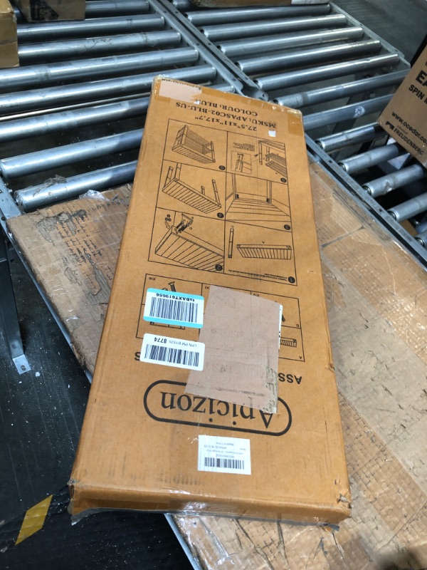 Photo 1 of Apicizon Bamboo Shoe Rack for Entryway, 3-Tier Shoe Rack Bench for Front Indoor Entrance, Small Shoe Organizer with Storage, Blue Sea Foam Blue No Padded