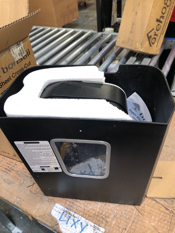 Photo 1 of Bonsaii Paper Shredder for Home Use,6-Sheet Crosscut Paper and Credit Card Shredder for Home Office,Home Shredder with Handle for Document,Mail,Staple,Clip-3.4 Gal Wastebasket(C237-B) 6-Sheet Cross Cut