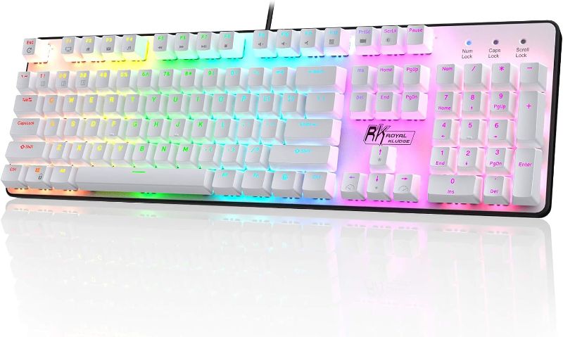Photo 1 of RK ROYAL KLUDGE RK920 Full Size Mechanical Keyboard, Rainbow Backlit Gaming Keyboard, 104 Keys Wired Mechanical Keyboard with Number Pad, Quite Red Switch
