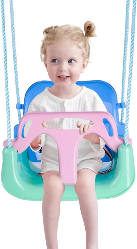 Photo 1 of *** missing pink safety armrest and assembly tools***
nets Tribe Toddler Swing, 3-in-1 Baby Swing Seat, Anti-Flip Snug & Secure Detachable Kids Swing Set, Infants to Teens Swing Seat for Playground Indoor Outdoor. (Macaron Green)
