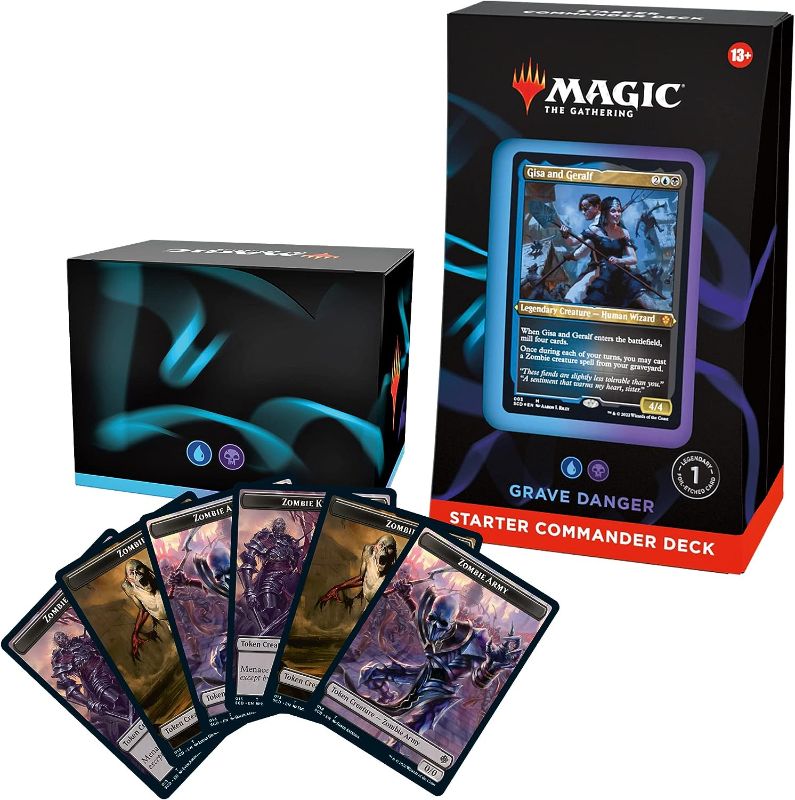 Photo 1 of *** retail price $25, comes with 5***
Magic: The Gathering Starter Commander Deck – Grave Danger (Blue-Black) | Ready-to-Play Deck for Beginners and Fans | Ages 13+ | Collectible Card Games