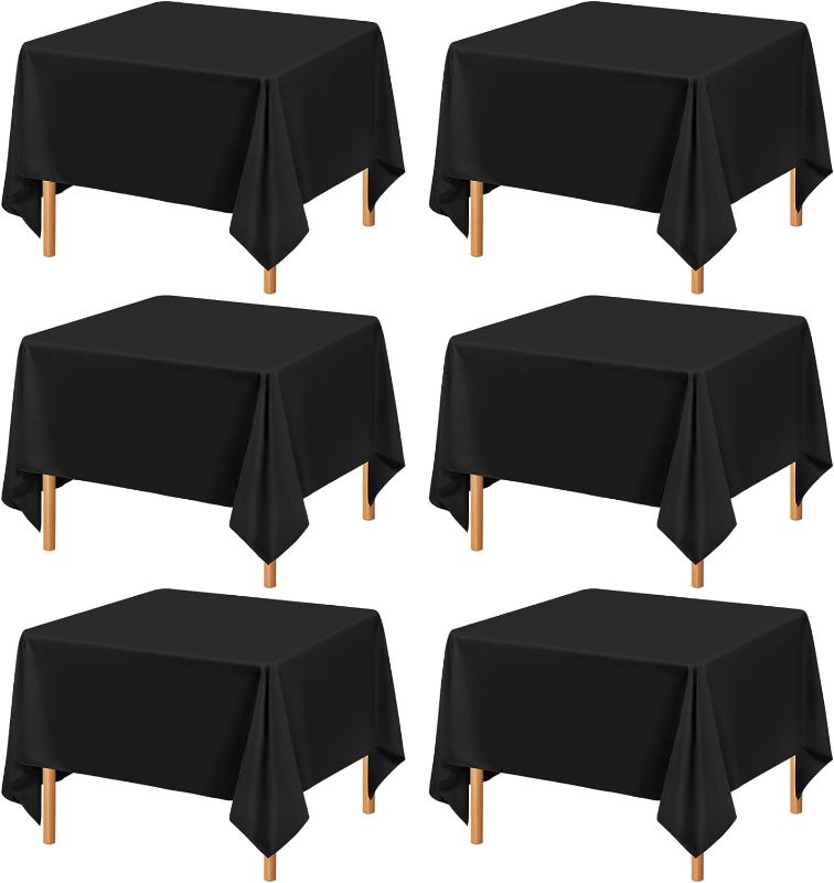 Photo 1 of 6 Pack Square Tablecloth 52 x 52 Inch Black Square Table Cloth,Stain and Wrinkle Resistant Washable Polyester Table Clothes Decorative Fabric Table Cover...
