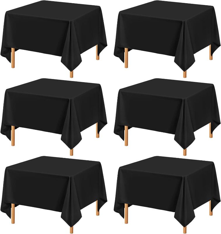 Photo 1 of 6 Pack Square Tablecloth 52 x 52 Inch Black Square Table Cloth,Stain and Wrinkle Resistant Washable Polyester Table Clothes Decorative Fabric Table Cover for Wedding Dining kitchen Parties Card Table
