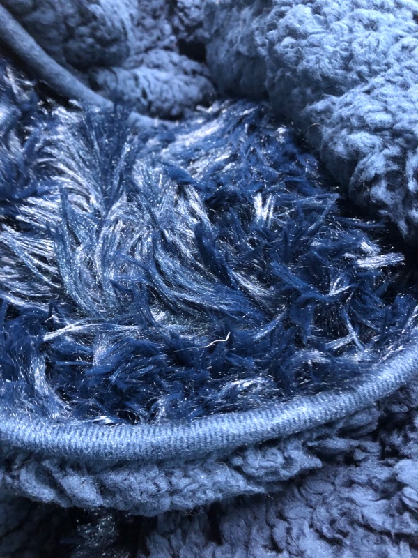 Photo 4 of **USED** Bedsure Faux Fur Throw Blanket Navy Blue – Fuzzy, Fluffy, and Shaggy Faux Fur, Soft and Thick Sherpa, Cozy Warm Decorative Gift, Throw Blankets for Couch, Sofa, Bed, 50x60 Inches, 640 GSM Navy Blue Throw (50" x 60")