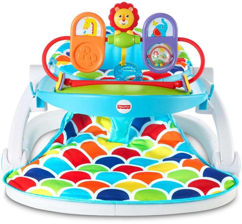 Photo 1 of Fisher-Price Portable Baby Chair, Deluxe Sit-Me-Up Floor Seat with Removable Toys and Snack Tray, Happy Hills