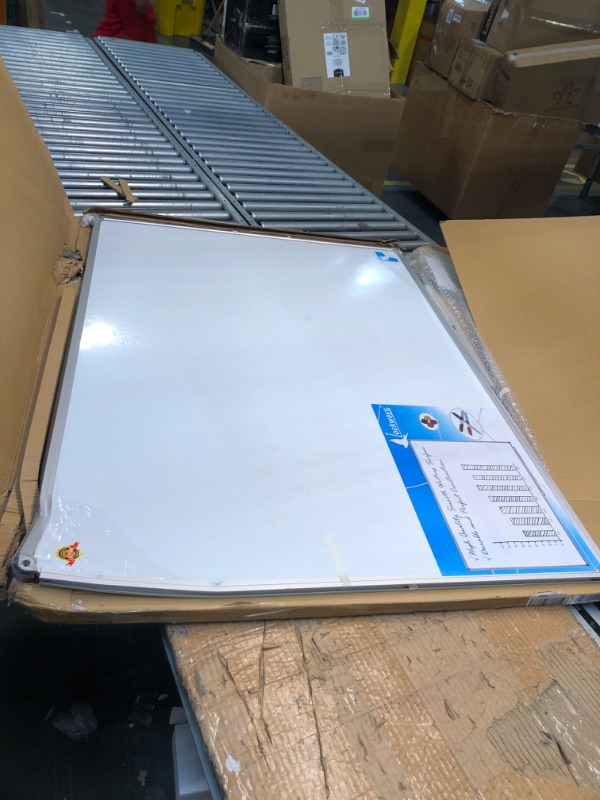 Photo 5 of **Damaged**** FOR PARTS** White Board Dry Erase Board 48 x 36 Inch, Magnetic Whiteboard 4 x 3, Silver Aluminium Frame, Set Including 1 Detachable Aluminum Marker Tray, 3 Dry Erase Markers, 8 Magnets 48 x 36 Inch Silver