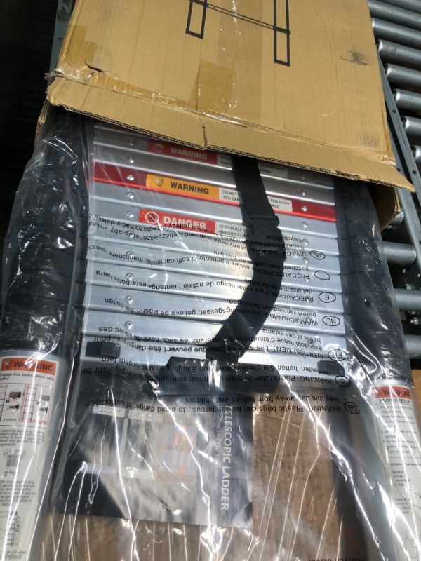 Photo 4 of Yvan Telescoping Ladder,12.5 FT One Button Retraction Aluminum Telescopic Extension Extendable Ladder,Slow Down Design Multi-Purpose Ladder for Household Daily or Hobbies,250 Lb Capacity 12.5 Feet