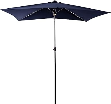 Photo 1 of  6.5 x 10 ft Rectangular Solar Powered Outdoor Market Patio Table Umbrella with LED Lights