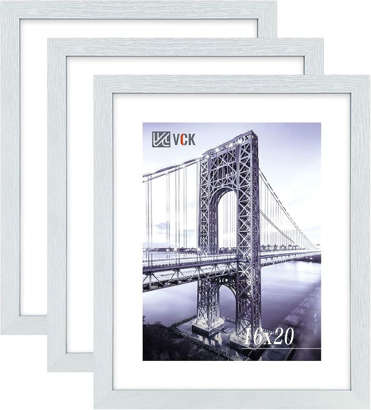 Photo 1 of 6x20 Poster Frames 3 Pack White MDF Wood and Polished Plexiglass Frame, Display Pictures in Horizontal and Vertical