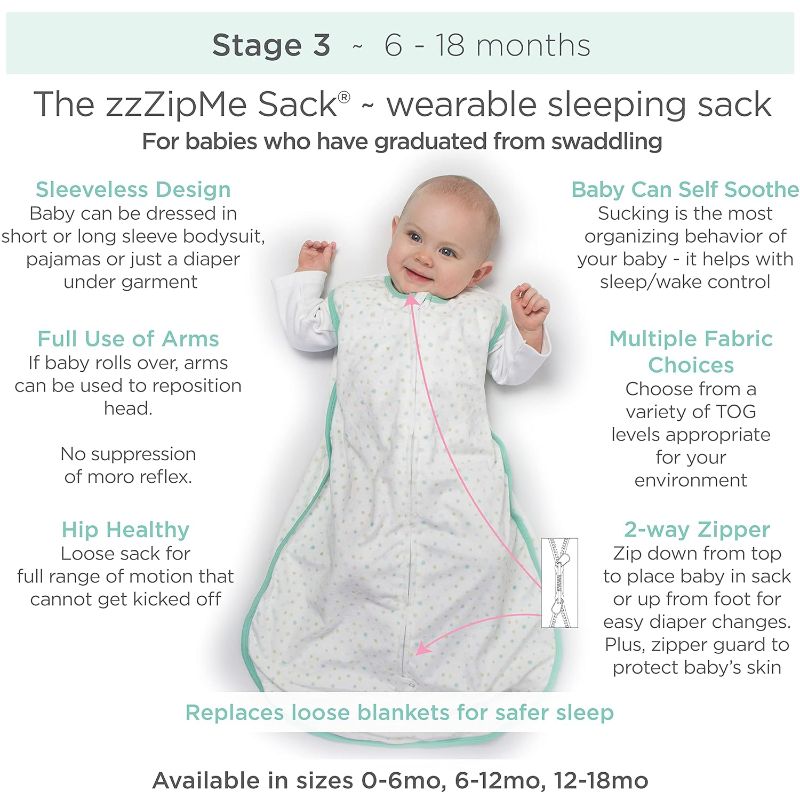 Photo 1 of Amazing Baby Cotton Sleeping Sack, Wearable Blanket with 2-way Zipper, Sterling Confetti, Medium (6-12 mo) Sterling Confetti Medium (6-12 mo)