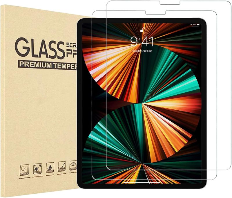 Photo 1 of [2 Pack] iPad Pro 12.9 Screen Protector,Tempered Glass for iPad Pro 12.9 Inch 2021/2020/2018 (5th/4th/3rd Gen),Compatible with Apple Pencil