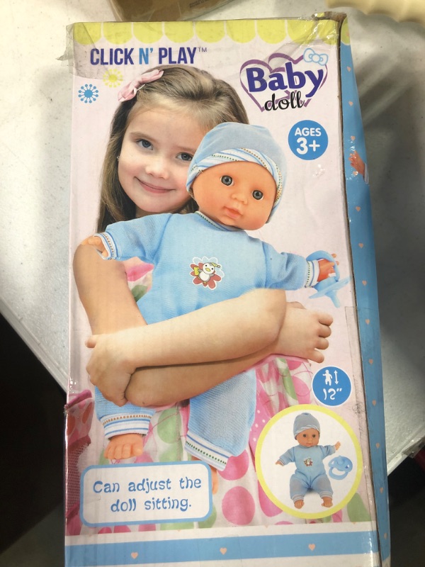 Photo 2 of Click N' Play Baby Boy Doll 12” with Removable Blue Outfit and Hat with Pacifier - Boy Baby Doll