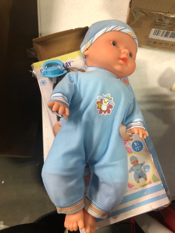 Photo 3 of Click N' Play Baby Boy Doll 12” with Removable Blue Outfit and Hat with Pacifier - Boy Baby Doll