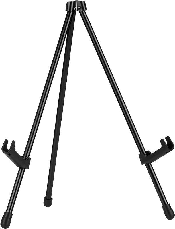 Photo 1 of Amazon Basics Tabletop Instant Easel, Black Steel Table Top Easels for Display, Adjustable & Portable Tripod for Paintings, Signs, Posters