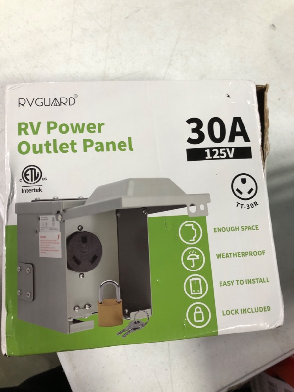 Photo 2 of RVGUARD 30 Amp 125 Volt RV/EV Power Outlet Box, Enclosed Lockable Weatherproof Outdoor Electrical NEMA TT-30R Receptacle Panel, ETL Listed