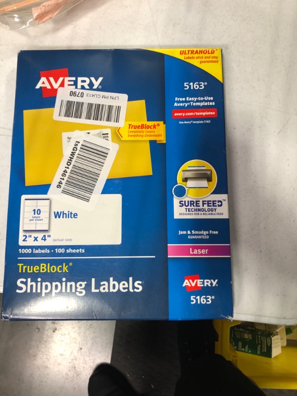 Photo 2 of Avery TrueBlock Shipping Labels, Laser, 2 x 4 Inches, White, Pack of 1000