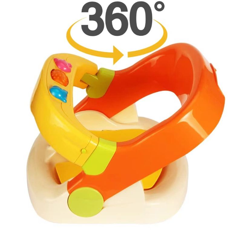 Photo 1 of HappyWell Anti-Slip 360° Baby Bath Seat with Safety Locking Bar and Suction Cups for Tub Sitting up, Stable Shower Chair for Infants Babies 6-18 Months, 360° Multi-Purpose Baby Seat With Fun Bath Toys
