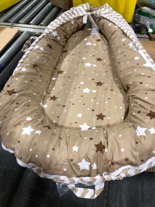 Photo 1 of Aila+Aiden Baby Nest and Baby Lounger Cover for Newborn Bassinet, Organic Cotton Lounger Cover for Baby, Reversible Breathable Adjustable Portable (Tan) Beige