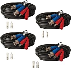 Photo 1 of EWETON 4 Pack 60 Feet BNC Video Power Cable Security Camera Wire Cord Extension Cable with 8pcs BNC to RCA Connectors for