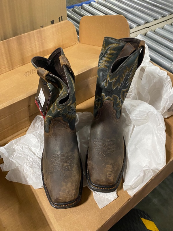 Photo 3 of Ariat Sierra Wide Square Toe Steel Toe Work Boots - Men’s Safety Toe Western Inspired Boot 10.5 Dark Brown/Pine Green