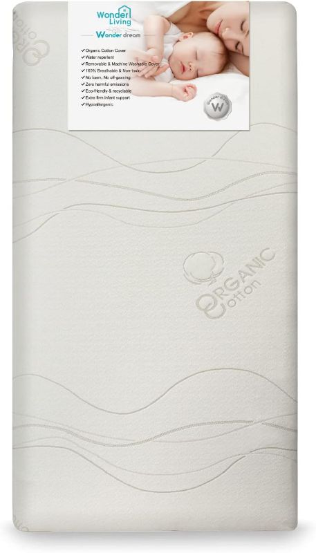 Photo 1 of  Baby Crib Mattress and Toddler Mattress, Organic Cotton, 100% Breathable, Non Toxic, No VOC's, Hypoallergenic