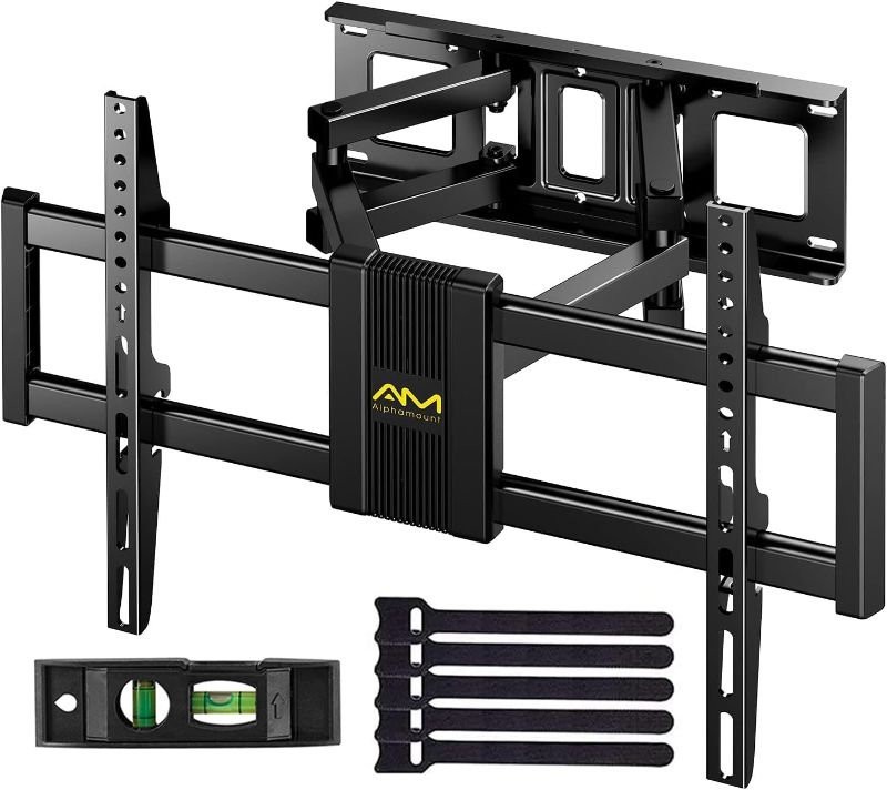 Photo 1 of AM alphamount Full Motion TV Wall Mount for Most 37-75 Inch TVs up to 100 lbs, Swivel TV Mount with Dual Articulating Arms, Wall Mount TV Bracket Max VESA 600x400mm, Fits 16? Wood Studs, APLF6
