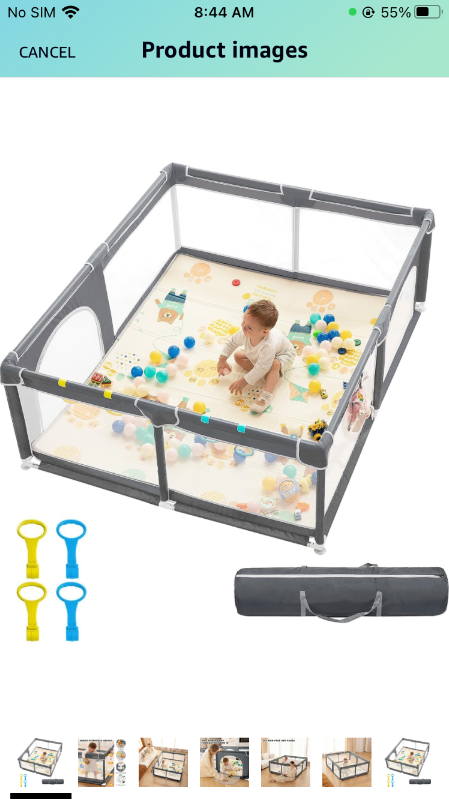 Photo 1 of dearlomum Baby Playpen,71"x59" Extra Large Baby Playard, Playpen for Babies with Gate, 0-6 to 12 Months Baby Activity Center, Sturdy Safety Playpen with Soft Mesh,Playpen for Toddlers(Gray)